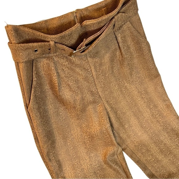 NWT Lilly’s Kloset Snakeskin Print Trousers Pants Slacks in Tan/Camel Size Large - Picture 8 of 12